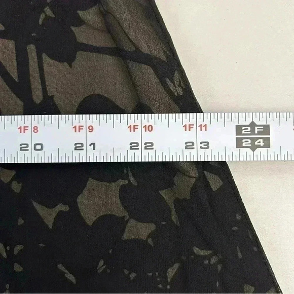 Anne Carson Silk Skirt A-Line Flowy Black Tan Sheer Overlay Lined Size 8 - Picture 12 of 15